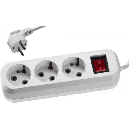 Удлинитель СИБИН электрический, ПВС сечение 0,75кв мм, 3 гнезда, макс мощн 2200Вт, 3м, заземление, выключатель 55036-3 купить в Уфе