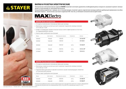 Вилка MAXElectro электрическая, 16А/220В, угловая, с заземлением, черная, STAYER 55161-B купить в Уфе