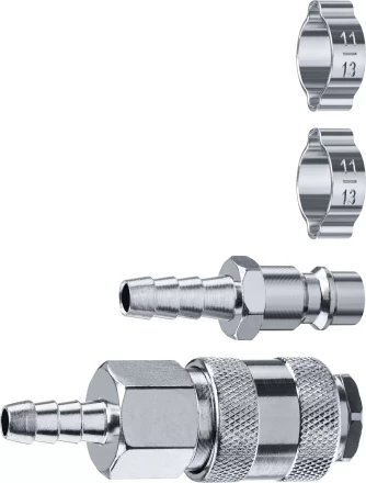 ЗУБР (штуцер елочка, 8 мм - рапид муфта) + (рапид штуцер-штуцер елочка, 8 мм) + (обжимные хомуты 2 шт), набор, Профессионал (64920-08-H) купить в Уфе