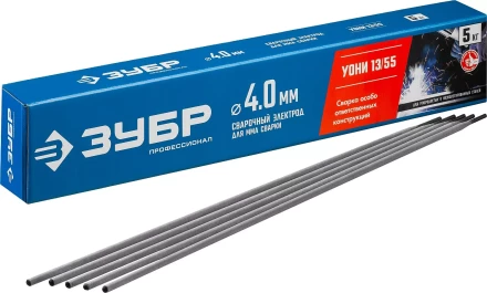 ЗУБР Д 4.0 х 450 мм, 5 кг в коробке, УОНИ 13/55 с основным покрытием, электрод сварочный, Профессионал (40025-4.0) купить в Уфе