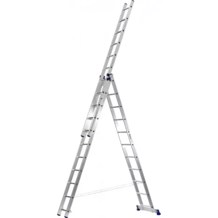 Лестница СИБИН универсальная, трехсекционная со стабилизатором, 11 ступеней 38833-11 купить в Уфе