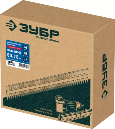 ЗУБР SN34 (D34) 50 х 2.8 мм, реечные гвозди рифленые оцинкованные, 5000 шт (305399-50) купить в Уфе