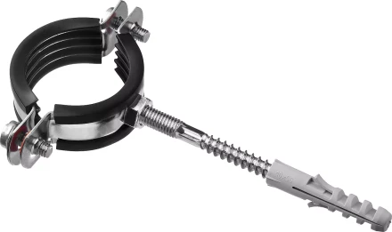 ЗУБР 1 1/4, цинк, 1 шт, трубный хомут с сантехнической шпилькой и дюбелем (37866-40-45) купить в Уфе