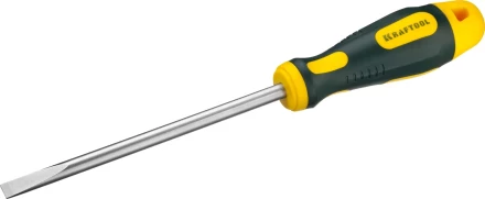 Отвертка KRAFTOOL, Cr-Mo-V сталь, двухкомпонентная противоскользящая рукоятка, SL, 8,0x150мм 250071-8.0-150 купить в Уфе