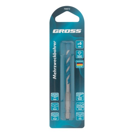 Сверло универсальное Gross, Multipurpose PRO, 6-гр. хвостовик, 6мм, 706012 купить в Уфе