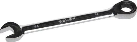 Ключ ЗУБР &quot;ПРОФИ&quot; гаечный комбинированный трещоточный, Cr-V сталь, хромированный, 14мм 27074-14 купить в Уфе