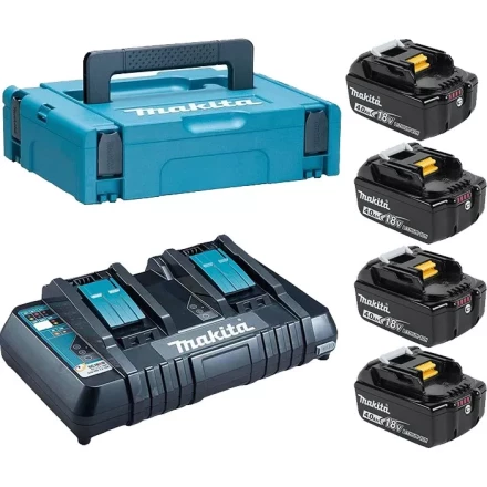 Набор 4 аккумулятора Makita BL 1840B 198489-5, 4 Ач и Зарядное устройство DC 18 RD в MakPac купить в Уфе