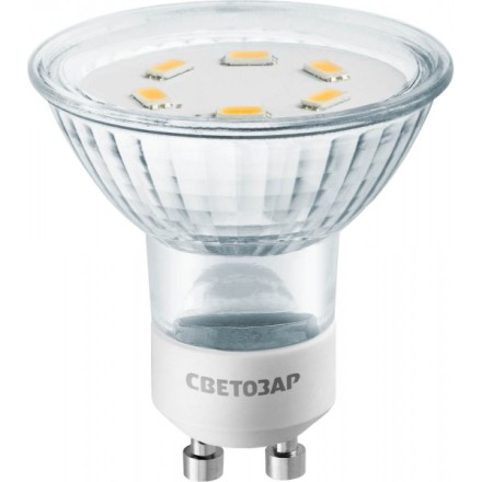 Лампа СВЕТОЗАР светодиодная &quot;LED technology&quot;, цоколь GU10, яркий белый свет (4000К), 220В, 3Вт (25) 44565-25_z01 купить в Уфе