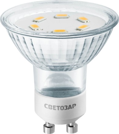 Лампа СВЕТОЗАР светодиодная &quot;LED technology&quot;, цоколь GU10, яркий белый свет (4000К), 220В, 3Вт (25) 44565-25_z01 купить в Уфе