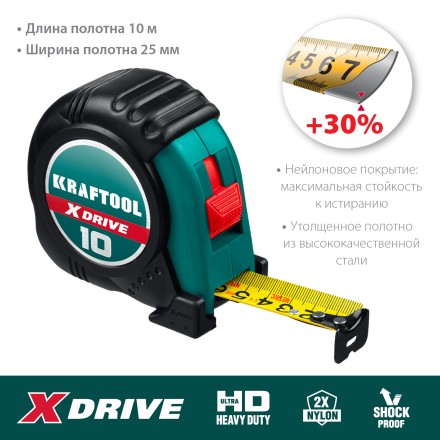 Рулетка с ударостойким обрезиненным корпусом 34122-10 купить в Уфе