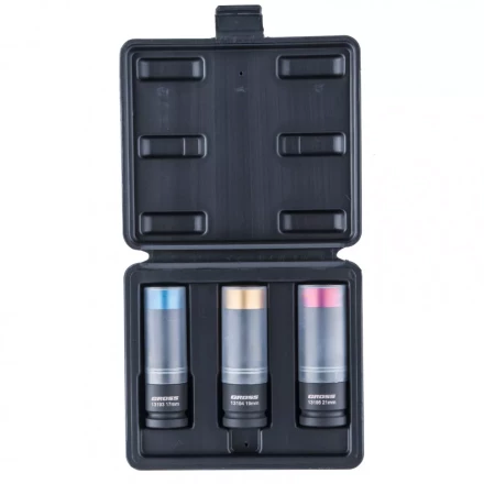 Набор головок ударных шестигранных для колесных дисков 17 19 21 мм 1/2&quot; 3 предмета Gross 13196 купить в Уфе