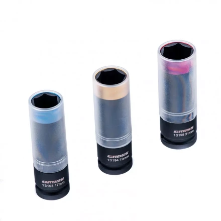 Набор головок ударных шестигранных для колесных дисков 17 19 21 мм 1/2&quot; 3 предмета Gross 13196 купить в Уфе