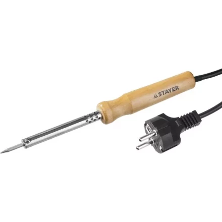 Паяльник MAXTerm с деревянной рукояткой, жало - конус, STAYER 55310-25, 25 Вт 55310-25 купить в Уфе