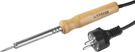 Паяльник MAXTerm с деревянной рукояткой, жало - конус, STAYER 55310-25, 25 Вт 55310-25 купить в Уфе