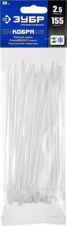 Кабельные стяжки белые КОБРА с плоским замком нейлоновые пакет серия ПРОФЕССИОНАЛ купить в Уфе