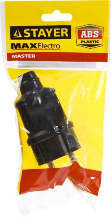 Вилка MAXElectro электрическая, 16А/220В, с заземлением, черная, STAYER 55160-B купить в Уфе