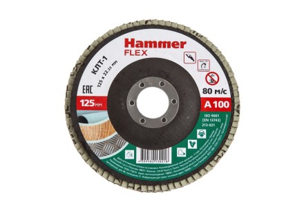 Круг Лепестковый Торцевой (КЛТ) HAMMER КЛТ 1 Ф125х22 Р100 213-021 купить в Уфе