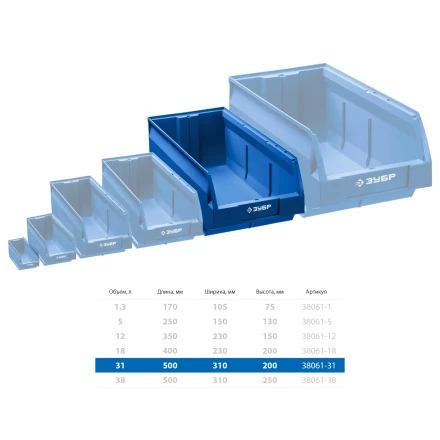 ЗУБР ЛСК-31, 31 л, 500 х 310 х 200 мм, складской лоток, Профессионал (38061-31) купить в Уфе