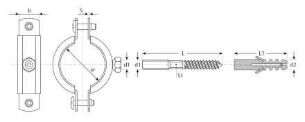 ЗУБР 1 1/2, цинк, 1 шт, трубный хомут с сантехнической шпилькой и дюбелем (37866-47-52) купить в Уфе