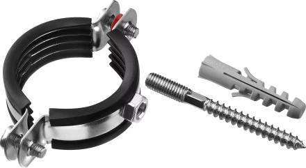 ЗУБР 1 1/2, цинк, 1 шт, трубный хомут с сантехнической шпилькой и дюбелем (37866-47-52) купить в Уфе