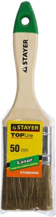 Кисть плоская STAYER &quot;LASUR-STANDARD&quot;, смешанная (натуральная и искусственная) щетина, деревянная ручка, 50мм 01031-50 купить в Уфе
