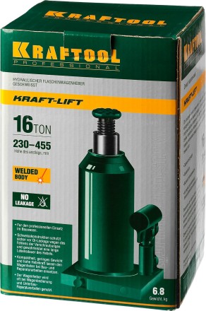 Домкрат гидравлический бутылочный &quot;Kraft-Lift&quot;, сварной, 16т, 230-455мм, KRAFTOOL 43462-16 43462-16_z01 купить в Уфе