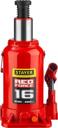 Домкрат гидравлический бутылочный &quot;RED FORCE&quot;, 16т, 230-460 мм, STAYER 43160-16 43160-16_z01 купить в Уфе