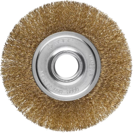 ЗУБР &quot;ПРОФЕССИОНАЛ&quot;. Щетка дисковая для УШМ, витая стальная латунированная проволока 0,3мм, 125х22мм 35187-125_z01 купить в Уфе