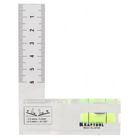 Угольник-уровень KRAFTOOL &quot;PRO&quot; &quot;CRYSTAL&quot;, 1 ампула, шкала 60мм 1-34867 купить в Уфе