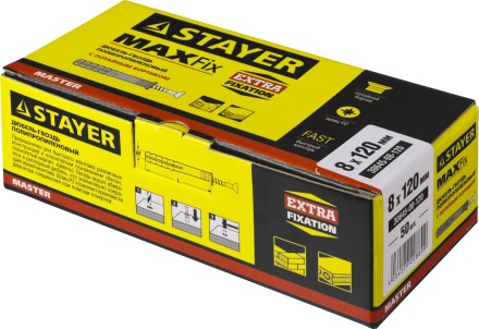Дюбель-гвоздь полипропиленовый, потайный бортик, 8 x 120 мм, 50 шт, STAYER Master 30645-08-120 30645-08-120 купить в Уфе