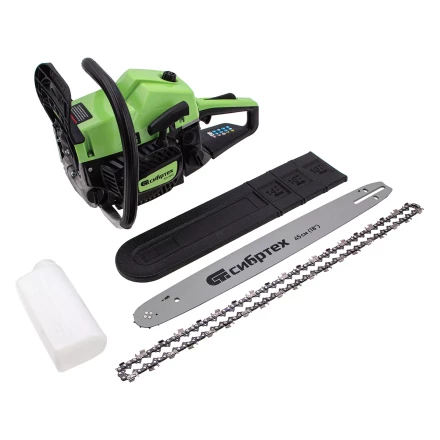 Пила цепная бензиновая Сибртех БП-5245 95209, 52 см3, шина 45 см, шаг 0.325, паз 1,5 мм, 72 звена купить в Уфе