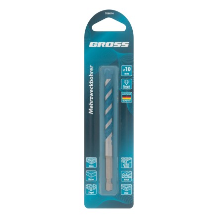 Сверло универсальное Gross, Multipurpose PRO, 6-гр. хвостовик, 10мм купить в Уфе
