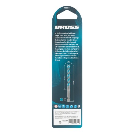 Сверло универсальное Gross, Multipurpose PRO, 6-гр. хвостовик, 10мм купить в Уфе