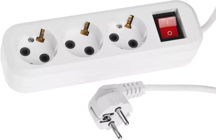 Удлинитель СИБИН электрический, ПВС сечение 0,75кв мм, 3 гнезда, макс мощн 2200Вт, 5м, заземление, выключатель 55036-5 купить в Уфе