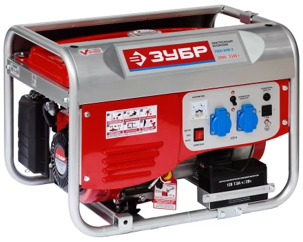 Электростанция ЗУБР бензиновая, 4-х тактная, ручной и электрический пуск, 220/12В, 3500Вт ЗЭСБ-3500-Э купить в Уфе