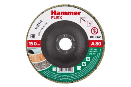 Круг Лепестковый Торцевой (КЛТ) HAMMER КЛТ 1 Ф150х22 Р80 213-029 купить в Уфе