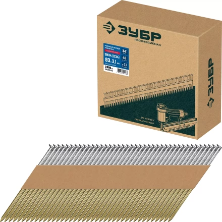 ЗУБР SN34 (D34) 83 х 3.1 мм, реечные гвозди рифленые оцинкованные, 3000 шт (305399-83) купить в Уфе