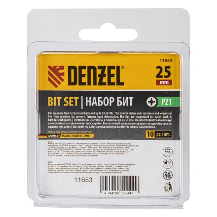 Бита PZ1х25, сталь S2, шестигранный профиль, 10 шт. Е 6,3 Denzel 11653 купить в Уфе