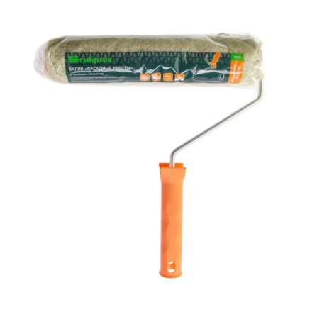 Валик &quot;Фасадные работы&quot;, 250 мм, ворс 18 мм, D 36 мм, D ручки - 6 мм, полиакрил, полиэстер Сибртех 80225 купить в Уфе