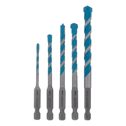 Набор сверл универсальных Gross 706017, Multipurpose PRO, 6-гр. хвостовик, 4-10мм, 5шт купить в Уфе