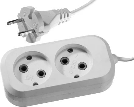 Удлинитель СИБИН электрический, ШВВП сечение 0,75кв мм, 2 гнезда, макс мощн 1300Вт, 3м 55091-3 купить в Уфе