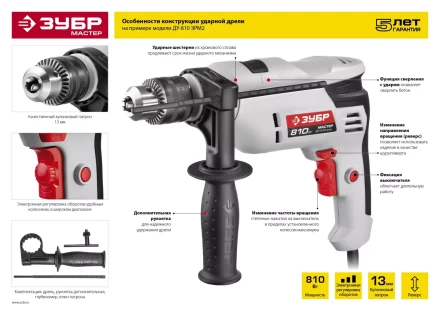 Дрель ударная ДУ-810 ЭРМ2 серия МАСТЕР купить в Уфе