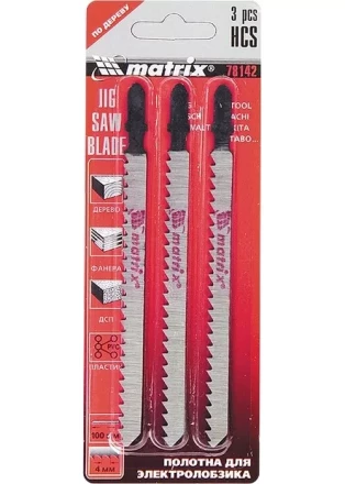 Полотна для электролобзика по дереву 3 шт 50 х 1,2мм HCS EU - хвостовик MATRIX 78140 купить в Уфе