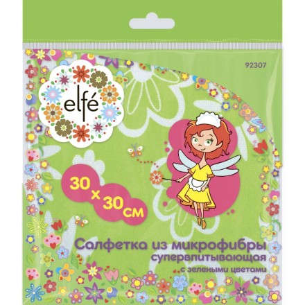 Салфетки из микрофибры с зелеными цветами 300х300 мм Elfe 92307 купить в Уфе