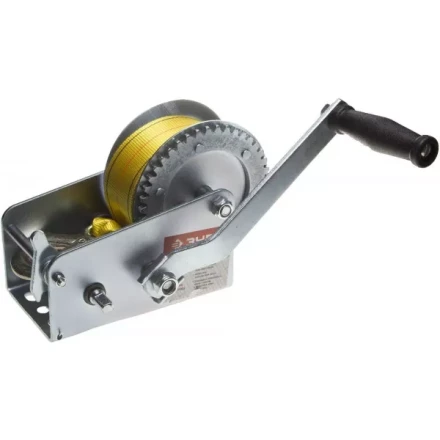 Лебедка ручная барабанная ЗУБР &quot;ПРОФЕССИОНАЛ&quot;, тяговая, ленточная, 0,9т, 10м 43115-0.9 купить в Уфе