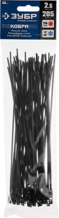 Кабельные стяжки черные КОБРА с плоским замком нейлоновые пакет серия ПРОФЕССИОНАЛ купить в Уфе