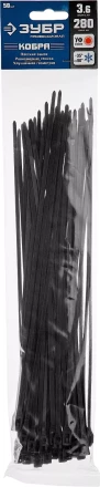 Кабельные стяжки черные КОБРА с плоским замком нейлоновые пакет серия ПРОФЕССИОНАЛ купить в Уфе