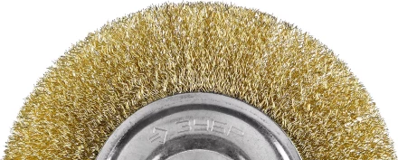 ЗУБР &quot;ПРОФЕССИОНАЛ&quot;. Щетка дисковая для УШМ, витая стальная латунированная проволока 0,3мм, 150х22мм 35187-150_z01 купить в Уфе