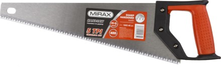 Ножовка по дереву (пила) MIRAX Universal 400 мм, 5 TPI, рез вдоль и поперек волокон, для крупных и средних заготовок 1502-40_z01 купить в Уфе