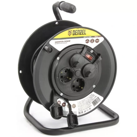Удлинитель силовой на кабельной катушке 25м 4 розетки с крышкой IP44 16А серия УХз16 DENZEL 95907 купить в Уфе